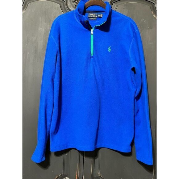 Polo Ralph Lauren Blue 1/4 Zip Fleece Pullover Size Medium - Picture 1 of 3